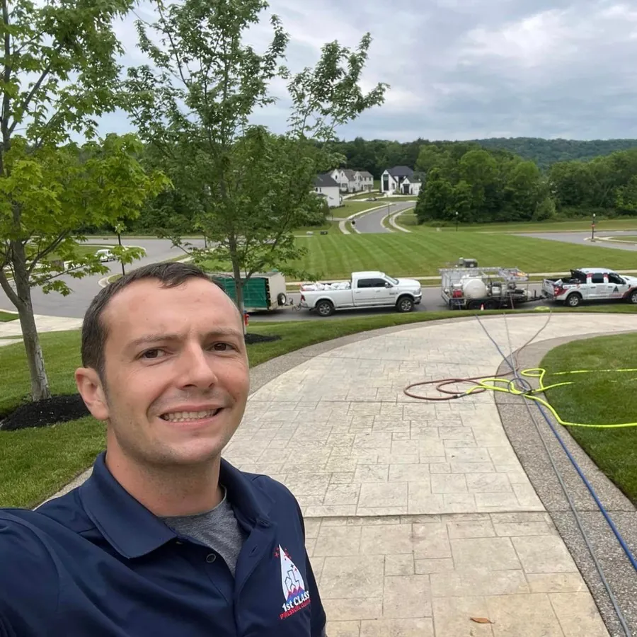 Curtis Cathcart, owner of 1st Class Pressure Cleaning, on a job site in Franklin TN