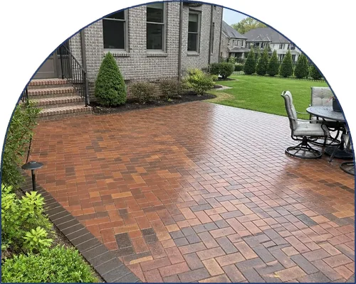 Freshly cleaned and sealed brick paver patio in Franklin TN